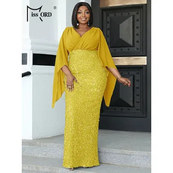 Dámské šaty Maxi společenské šaty LissCord lC1174 Barva: Žlutá, Velikost: XL