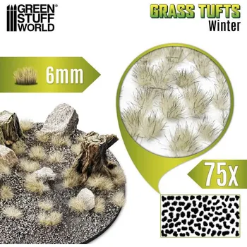 Plastikový model Grass Tufts – samolepící drny zimní tráva, 6mm (75 ks)