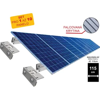 montážní sada pro solární panel Sada konstrukce na šikmou FALCOVANOU střechu (pro 1 až 10 panelů) Max. 115cm panely: Set pro 2 panely