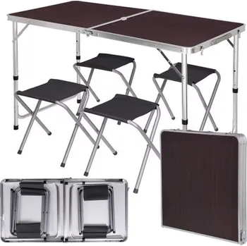 kempingový stůl Kempingový hliníkový skládací stůl + 4 židle
