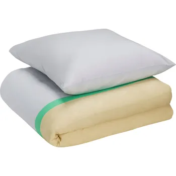 Povlečení Šedá bavlněná sada povlečení Hübsch Block 140 x 200 cm