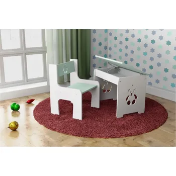 Dětský pokoj Dětský stoleček s židličkou medvídek máta