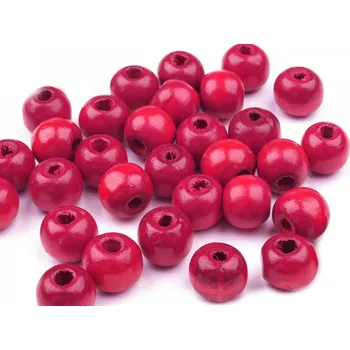 Dětské navlékací korálky Dřevěné korálky O10 mm 200516 - 6 růžová malinová