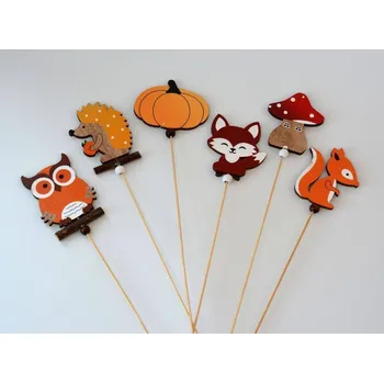 Velikonoční dekorace Zápich dřevěné dekorace - PODZIMNÍ MIX SOVA