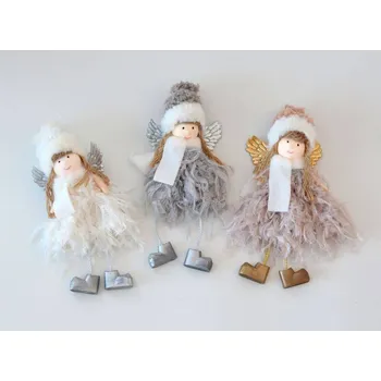 Vánoční dekorace Textilní dekorace - Vánoční andělka 17 cm BÍLÁ
