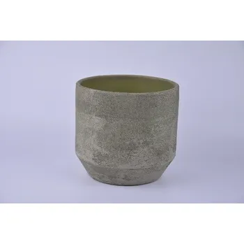 Květináč Obal na květináč keramický PORTO, pr.20x18cm, zelená|CEMENTE GREEN|Ego Dekor