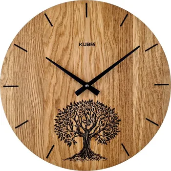 Hodiny KUBRi 0100B - Strom života na dubových hodinách vyrobených v čechách