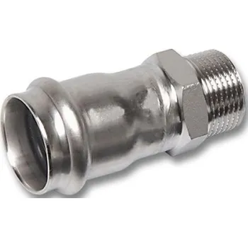 rozdělovač topení Sanha NIROSAN 9243G přechodová vsuvka 18x3/4", s koncem na vnitřní lisování a s vnějším závitem, voda, nerez ocel