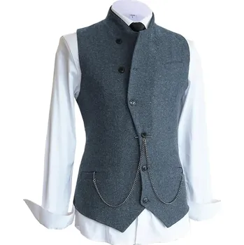 Vlněná pánská vesta k obleku se zavinováním Barva: Tmavě Modrá, Velikost: XL