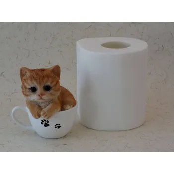 Silikonová forma - Kočka v hrníčku - 110 x 120 x 140 mm