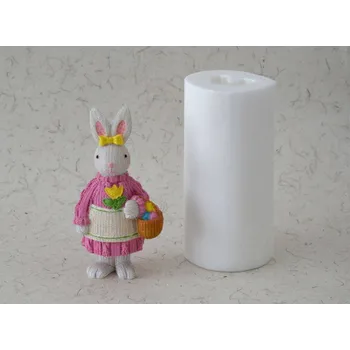 Silikonová forma - Pletený zajíček s košíčkem 80 x 53 x 155 mm