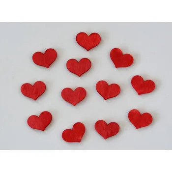 Dřevěné dekorace - Srdce červené 2 cm