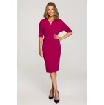 Pouzdrové šaty s výstřihem a zavinováním S313 Barva: Fialová, Velikost: L