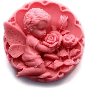 Silikonová forma - Andílek s růžemi prům. 70 x 40 mm