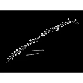 Čelenka Perlová ozdoba / čelenka do vlasů 2 bílá perla