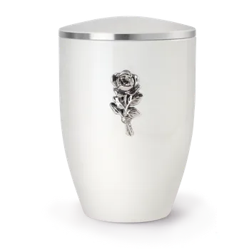 Smuteční dekorace Kovová urna Melina Bílá - Růže