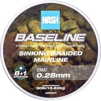 NASH - Pletená šňůra Baseline Sinking Braid Camo 1200 m 0,28 mm 13,6 kg