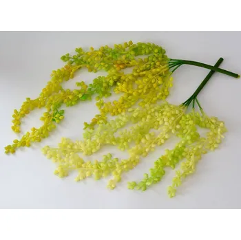 umělá květina Závěsná větvička sukulentu ŽLUTO-ZELENÁ