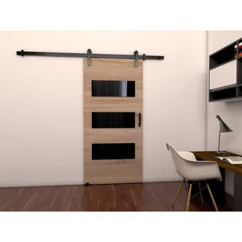 Interiérové dveře Nábytek PEGAS s.r.o. Posuvné dveře LOFT E80, Sonoma/Černá