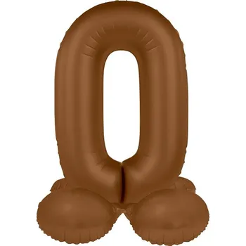 Folat Balónek fóliový samostojný číslo 0 Čokoládově hnědá, matný 41 cm