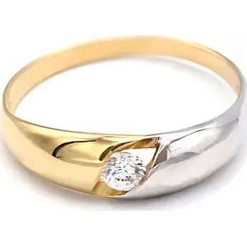 Prsten Zlatý prsten se zirkonem půlený dvě barvy zlata 1,20g