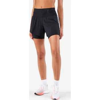 Dámské kraťasy KIPRUN Dámské běžecké kraťasy 2v1 Run 900 Ultra M ČERNÁ