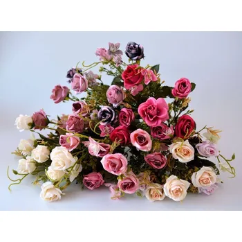 umělá květina Umělá kytice - Růžičky TMAVĚ RŮŽOVÉ