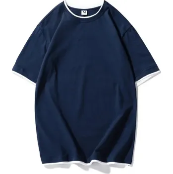 Pánské oblečení Pánské tričko s kontrastními pruhy Barva: Tmavě Modrá, Velikost: XL