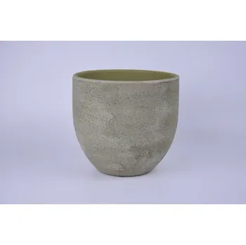 Květináč Obal na květináč keramický LISABON, pr.20x18cm, zelená|CEMENTE GREEN|Ego Dekor