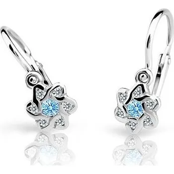 Náušnice Cutie Kids Jewellery c2149-10-70-x-2 Dětské náušnice na brizuru Cutie kytičky C2149 Arctic Blue - bílé zlato – zlatý šperk ryzosti 585/1000 v Dárkovém balení s Certifikátem GBEWM-00095