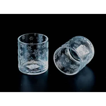 Svícen Klia Sklenička - svícen vánoční s vločkami 8 cm