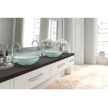 Konferenční stolek Zamak rukojeť ROSES C 256mm průhledné sklo + chromové nohy