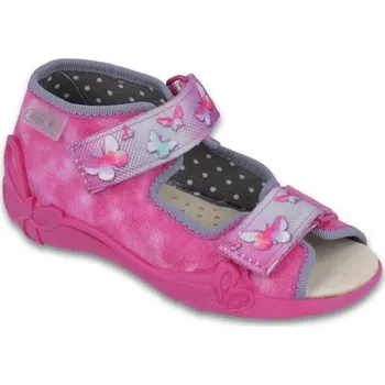Dívčí obuv 242P076 18 - dívčí 2 SZ, růžová,motýlci,kož.stélka Velikost: 20