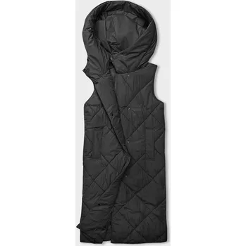 Dámská vesta Dlouhá černá dámská oversize vesta (5M3165-392) odstíny černé S (36)