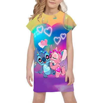 Dívčí šaty Lilo & Stitch Dívčí letní šaty na motivy "Stitche" - kombinace barev a potisků Barva: TQDX-PD235, Velikost: 110 CM