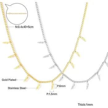 Náhrdelník Elegantní náhrdelník z chirurgické oceli - List,Stříbrná