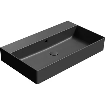 KUBE X keramické umyvadlo 80x47cm, bez otvoru, černá mat