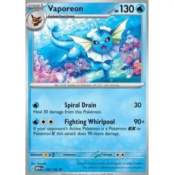 Sběratelská karetní hra Pokémon MEW 134/165 Vaporeon - 151 Stav: Near Mint, Verze: HOLO