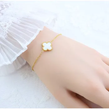 Náramek Náramek z chirurgické oceli - Bílý Čtyřlístek