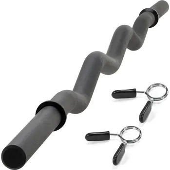 Příslušenství k čince Maxxiva Zakřivená činková tyč černá, 130 cm, pružinové zámky