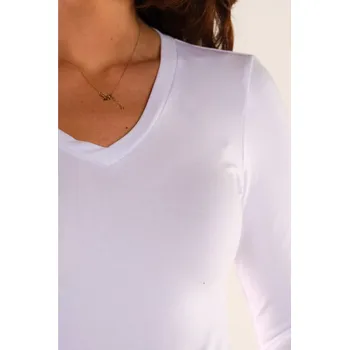 Dámská halenka Klasická bavlněná halenka s dlouhým rukávem a výstřihem M289 Barva: Bílá, Velikost: S