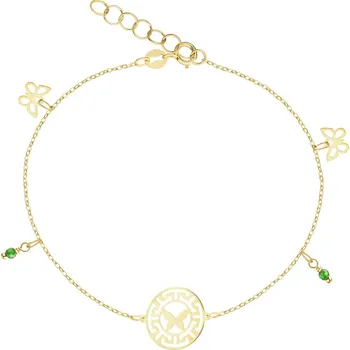 Náramek Zlatý náramek se sklem, anker - motýli - AP538-2053