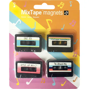 Dekorativní magnet Sada 4 ks magnetů - Retro audio MC kazety