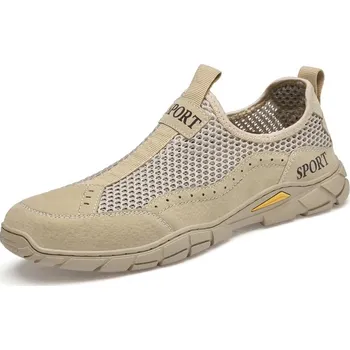 Pánské mokasíny Letní turistické boty se síťkou Barva: Béžová, Velikost: 39