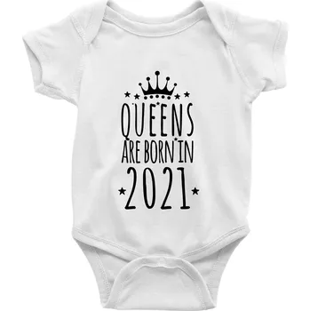 Kojenecký body Queens are born in 2021 - Body kojenecké s krátkým rukávem - Krátký r. do 3 měs ( Bílá )