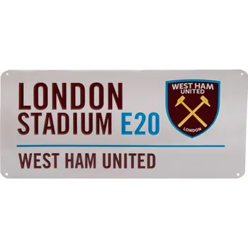 Plechová cedule WEST HAM UNITED FC Plechová cedule West Ham United FC, bílá, 40x18 cm