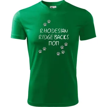 Chlapecké tričko Rhodesian Ridgebacks mom (Rhodéský ridgeback) (Reflexní tlapky) - Dětské triko sportovní (dresovina) - 122 cm/6 let ( Středně zelená )