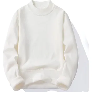 Pánský svetr Zimní zateplený svetr unisex s plyšem Barva: Bílá, Velikost: M