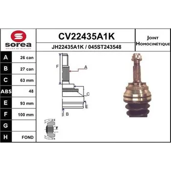 Autodíl Sada kloubů, hnací hřídel EAI CV22435A1K