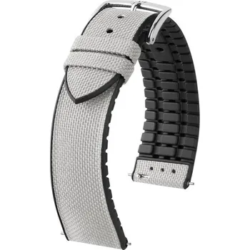 Řemínek na hodinky Řemínek Hirsch Arne - šedý - 22 mm - L – Standardní délka (doporučujeme) - 20 mm - Stříbrná + 5 let záruka a dárek ZDARMA